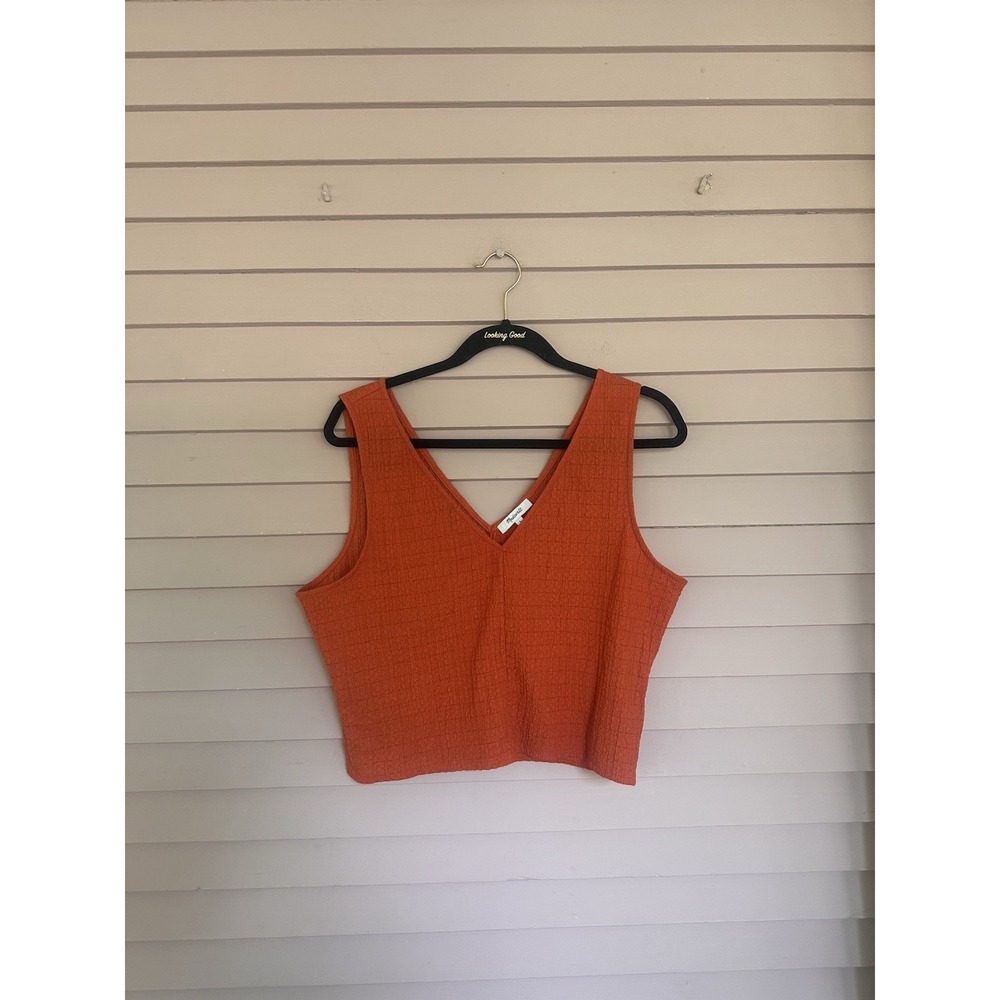 Madewell V-Neck Sleeveless Crop Top Copper Washed Orange Women Size‎ L
